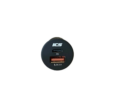 ICS QC 3.0/USB C Dual port 12V Socket Charger ICS FAB